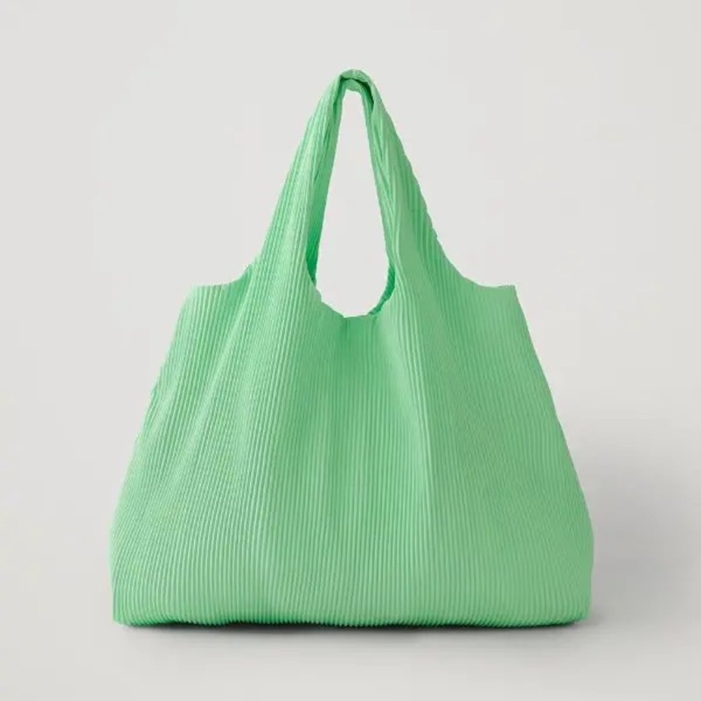 COS Mint Green Pleated Tote Bag